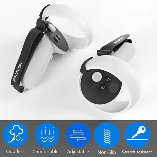 Vista 3 de Nsiucion Touch Controller Grip Cover for Oculus Quest 2 VR Game Controller, Anti-Throw Handle Protective Sleeve with Adjustable Wrist Knuckle Strap
