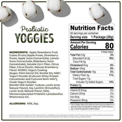 Vista 2 de Nature's Garden Probiótico Strawberry Yoggies 21oz (30 x 0.7 oz) Paquete de 3