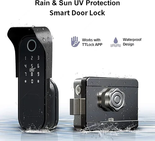 Vista 5 de Cerradura de puerta inteligente con huella dactilar AloveH, aplicación TTLock Entrada sin llave, cerradura de puerta con teclado, IPX5 Cerradura