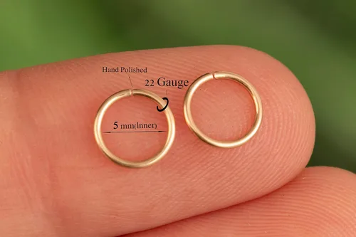 Vista 103 de Aretes de aro de oro de plata – Aretes de aro para mujer, dos piezas de aros de plata fina rellenos de oro, aro de hélice, anillo de tragus, aro