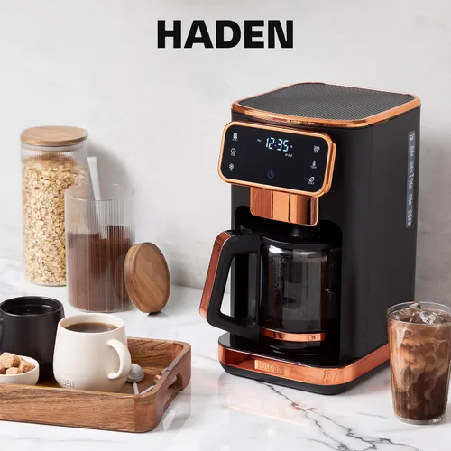 Vista 6 de Haden Cafetera caliente y helada de 12 tazas con 120 minutos para mantener el calor, retrasar la preparación, fuerza ajustable, reloj programable