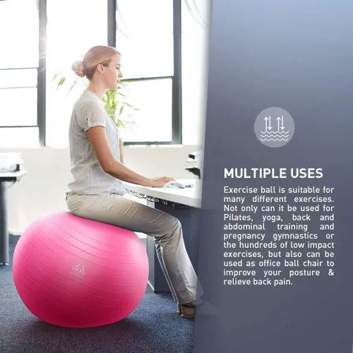 Vista 2 de Forbidden Road Pelota de yoga para entrenamiento, estabilidad, fitness y terapia física con bomba