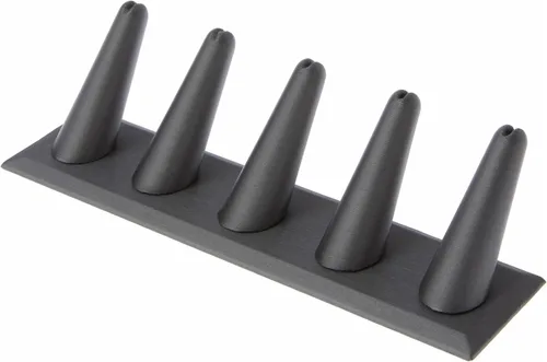 Vista 5 de Plymor Pantalla de dedo de anillo de terciopelo negro, cinco en base rectangular, 8 pulgadas de ancho x 2.125 pulgadas de profundidad x 2.5 pulgadas