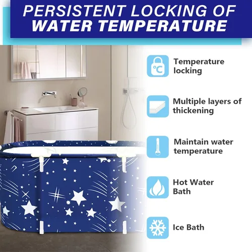 Vista 3 de BDL Bañera Plegable Portátil para Remojo, Bañera de SPA Familiar Separada para Adultos, Bañera Independiente para Cabina de Ducha, Engrosamiento