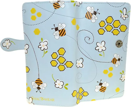 Vista 23 de Shag Wear Bumblebee Garden Large Wallet 7" Blue Bumblebee Garden Blue