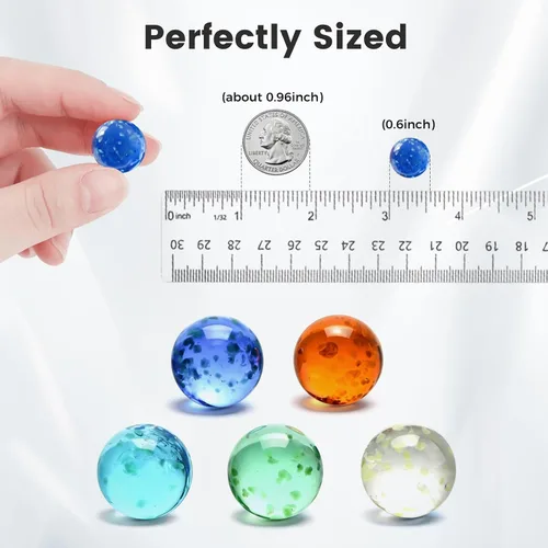 Vista 3 de SallyFashion 25 piezas de canicas que brillan en la oscuridad, canicas de vidrio luminosas a granel de colores para niños juegos de canicas