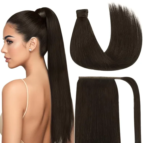 Vista 16 de Ve Sunny - Extensiones de cabello humano lacio con clip, color negro azabache, preestilizadas, listas para usar, 18 pulgadas, 2.82 oz