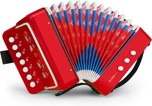 Vista 8 de Acordeón para niños, control de 10 teclas, mini acordeón de juguete, regalos fáciles de jugar