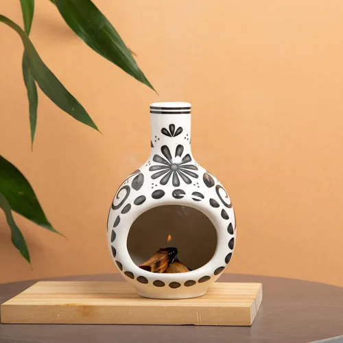 Vista 8 de MOUGIGI Porta Incienso Artesanal de Palo Santo - Quemador de Incienso Cerámico - Tamaño Compacto para Espacio de Meditación - Quema Palo Santo