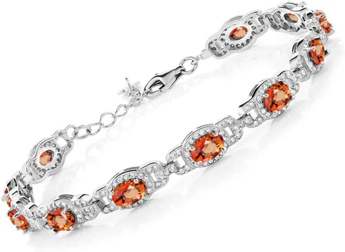Vista 12 de Gem Stone King 7-14 Cttw Oval Gemstone Birthstone Tennis Bracelet For Women 925 Sterling Silver Oval 6X4MM 7 Inch With 1 Inch Extender Fine