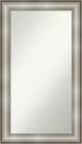 Vista 110 de Amanti Art Espejo de baño plateado para sobre el fregadero, 28 x 37 pulgadas, elegante espejo rectangular de peltre cepillado, marco de madera
