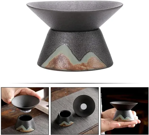 Vista 5 de ULTNICE Accesorio de filtro de té de cerámica con colador de malla fina para el hogar y la habitación, diseño compacto de 3 x 3 x 1.77 pulgadas