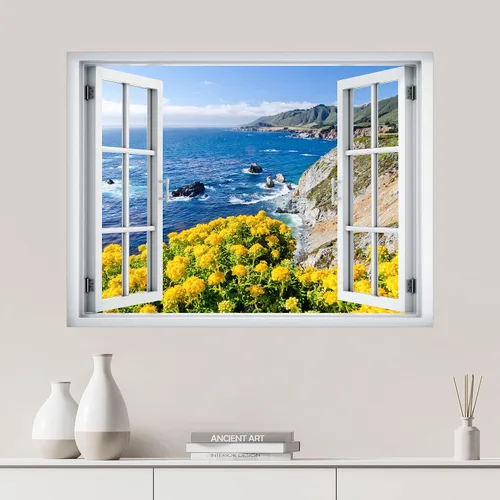 Vista 27 de SIGNWIN Adhesivo de pared removible/Mural de pared Vista de ventana Cordillera nublada Bosque Naturaleza Vida silvestre Fotografía Realismo Paisaje