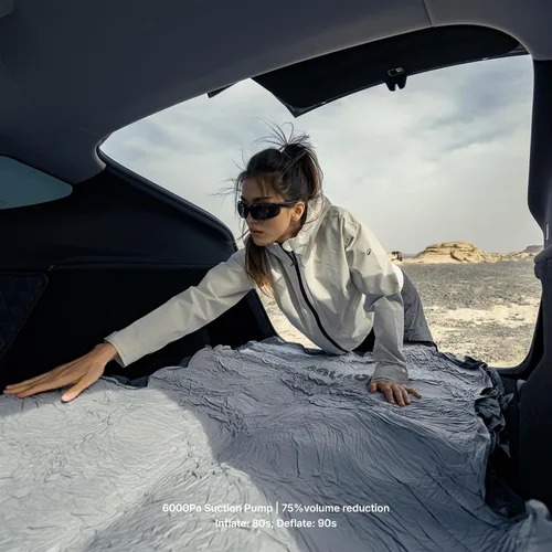 Vista 2 de Havnby FlatCore Backseat Car Camping Foam Mattress for Tesla Model Y L Full-width Foam Core, Center-aisle Support, Safe TPU, 80s Powered Pump Setup