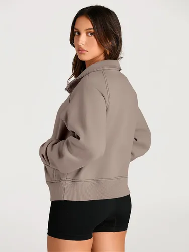 Vista 5 de AUTOMET Sudaderas con media cremallera para mujer, sudadera corta de vellón con cremallera de un cuarto, sudaderas con capucha para el otoño, a