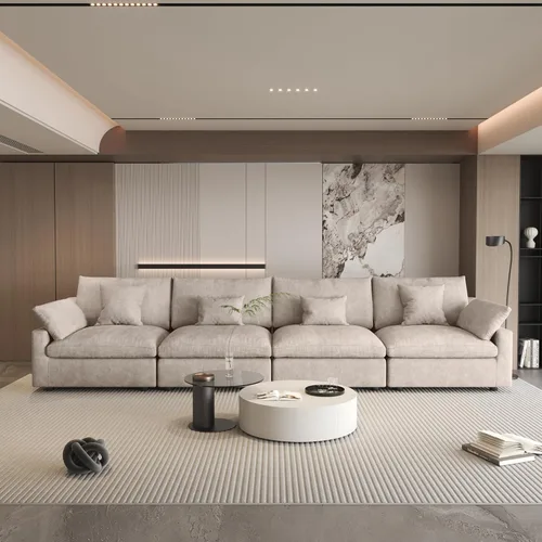 Vista 29 de WJShome Sofá Seccional Cloud Couch de 83 pulgadas para sala de estar, sofá seccional modular relleno de plumón, sofás en forma de L con otomana