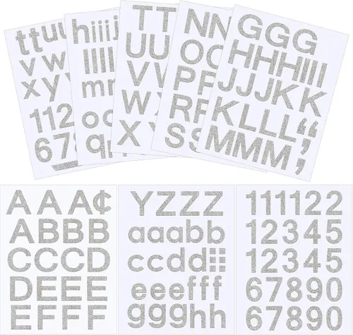 Vista 23 de Outus 8 hojas de calcomanías de letras de vinilo, autoadhesivas, números para buzón, letras del alfabeto, para medias de Navidad, álbumes de Negro
