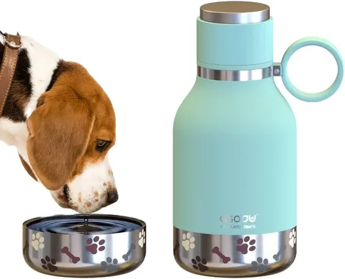 Vista 11 de Botella Buddy de Asobu, una botella de agua aislada de acero inoxidable con cuenco de agua removible para perros y cuenco de almacenamiento