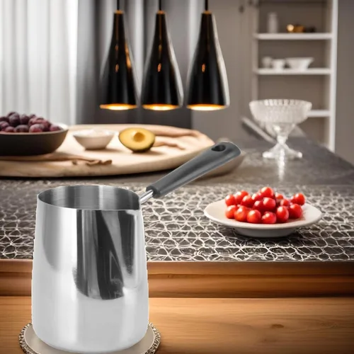 Vista 8 de Olla de café turco, 20.3 fl oz/20 onzas, cafetera turca, cafetera árabe, jarra de espuma de leche, calentador de leche, tetera turca, jarra de café