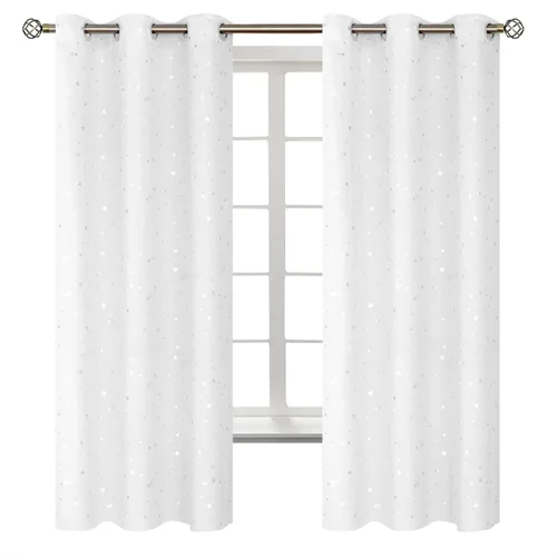 Vista 43 de BGment Cortinas opacas para dormitorio infantil, con aislamiento térmico, con ojales, estampado de estrellas plateadas, cortinas para oscurecer