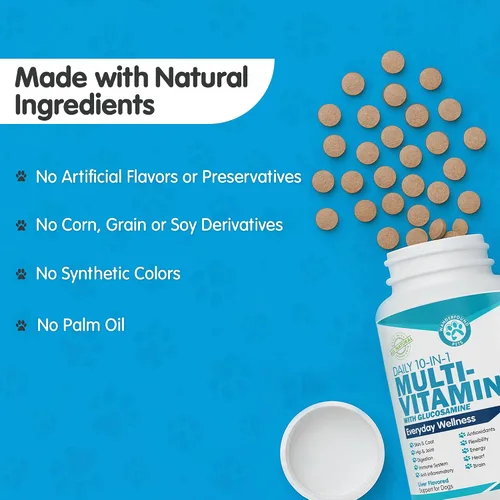 Vista 4 de Wanderfound Pets Multivitamínico 10 en 1 para perros, vitaminas masticables para perros con glucosamina, D3 y MSM, suministros de salud para perros