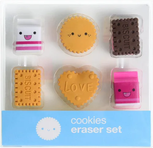 Vista 3 de Borradores de galletas para niños, 12 piezas 3D lindo rompecabezas de comida, mini borrador de galletas, divertido borrador de escritorio