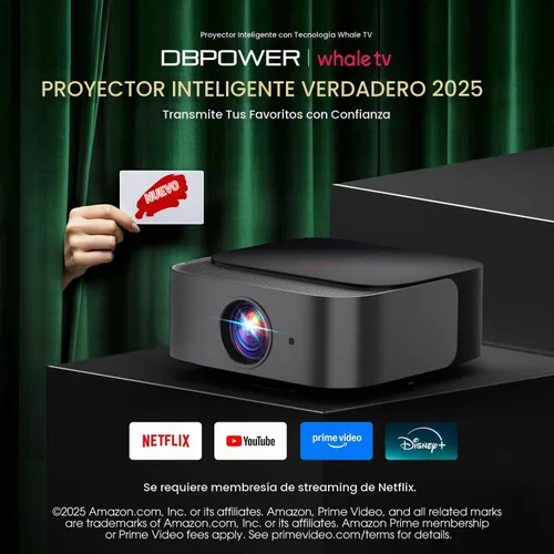 Vista 12 de [Más de 386 aplicaciones integradas] Proyector inteligente DBPOWER E2 con WiFi y Bluetooth, mini proyector nativo 1080P compatible con Netflix Gris