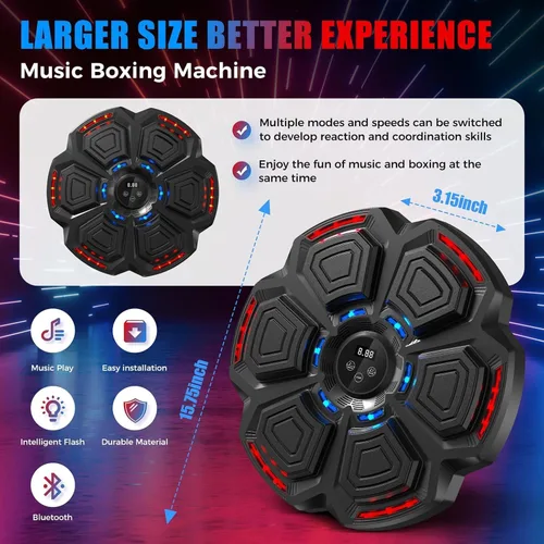 Vista 6 de LOLBOX Máquina de boxeo musical para adultos y niños, máquina de entrenamiento inteligente de boxeo, entrenamiento de perforación