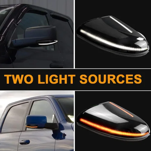 Vista 3 de Jinfili - Conjunto de luz de señal de giro LED secuencial ámbar para espejo lateral con luz para charcos blanca compatible con Dodge 2009-2018 Ram