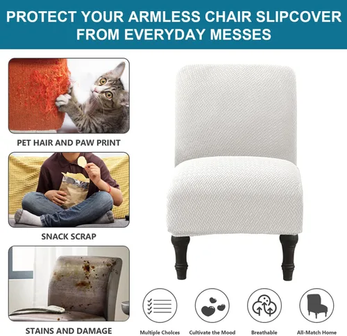 Vista 4 de JIAN YA NA Funda para Silla Decorativa Sin Brazos, Funda Elástica para Silla Sin Brazos Spandex Fundas de Silla Sin Brazos Funda de Silla Deslizante