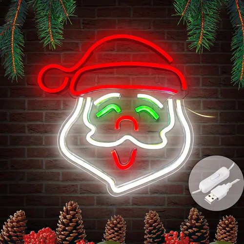 Vista 10 de Letreros de neón de Navidad para decoración de pared, funciona con USB, luces decorativas para el hogar, oficina, bar, pub, club, suministros