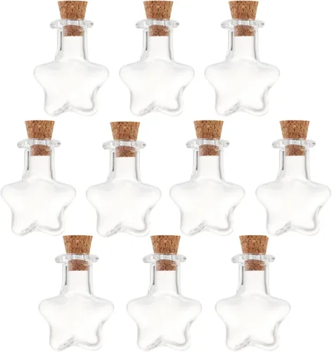 Vista 15 de 25 mini botellas de vidrio con tapas de corcho, 5 formas clásicas, pequeños frascos de vidrio, botellas de deseos, pequeños frascos decorativos