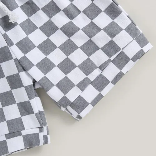Vista 6 de Conjunto de ropa de verano para bebé, sin mangas, con capucha y pantalones cortos casuales
