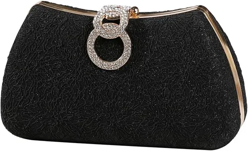 Vista 9 de Dreubea Bolso de noche de moda para mujer, bolso de embrague con cadena Champán