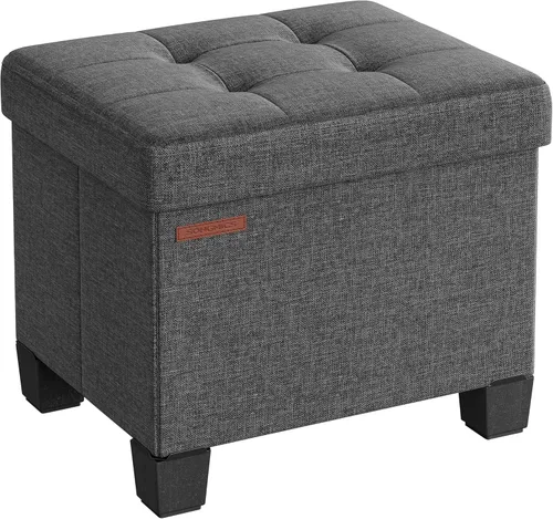Vista 14 de SONGMICS Otomano de almacenamiento de 15 pulgadas, banco de dormitorio con almacenamiento, taburete con patas, soporta hasta 660 libras, gris oscuro