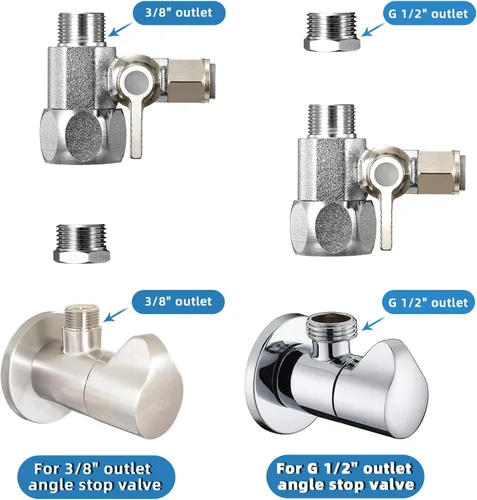 Vista 5 de Grifo de agua de ósmosis inversa/ósmosis inversa, adaptador de agua de alimentación: 3/8 "x 3/8" x 1/4" o G 1/2 "xG 1/2 "x1/4", tubo de agua RO