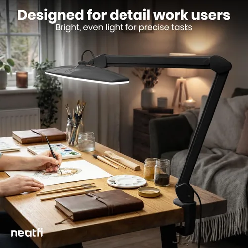 Vista 2 de Neatfi Elite - Lámpara de trabajo HD XL, 1600 lúmenes, 84 LED SMD, 6500K, atenuación no polar, luz de escritorio para el hogar, la oficina y la sala