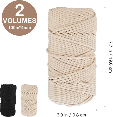 Vista 3 de VICASKY 2 rollos de cuerda de yute de 0.157 in, cuerda de cinta fina natural para manualidades, plantas de jardinería, envoltura de regalos, arte