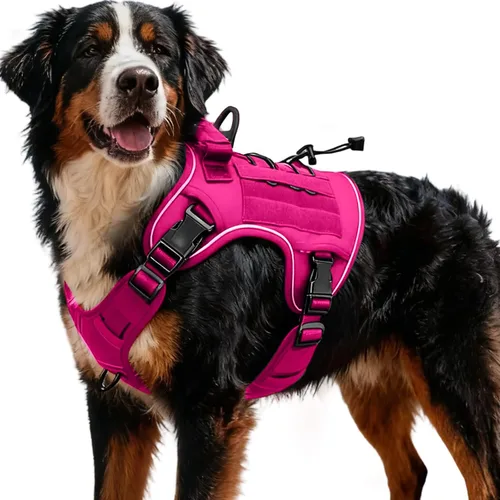 Vista 105 de Arnés táctico para perros grandes, chaleco reflectante ajustable sin tirones con sistema Molle, control de grado militar K9 para entrenamiento