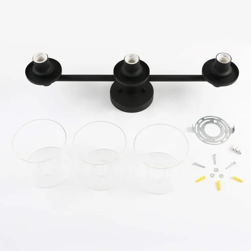 Vista 6 de Pathson Lámpara de techo semiempotrada de 3 luces, lámpara colgante industrial con pantalla de cristal, lámpara de techo para pasillo, loft, cocina