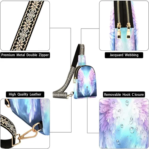 Vista 5 de Angel Wings Sling Bag for Women Fanny Packs for Women Small Leather Fanny Pack Crossbody Bags Fashion Waist Packs Chest Bag for Travel 21340512