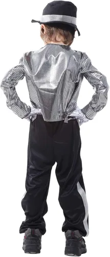 Vista 2 de Disfraz para niños de los años 80 de Michael Cosplay Hip Hop con guantes a juego