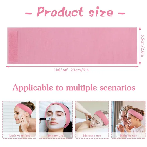 Vista 3 de Pimoys 30 diademas desechables para tratamientos faciales, cuidado de la piel de las mujeres, maquillaje, baño, deporte, blanco, negro, rosa