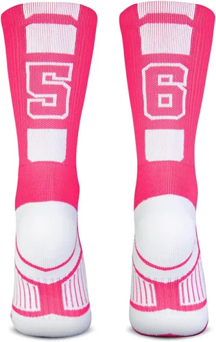 Vista 46 de ChalkTalkSPORTS Calcetines de equipo personalizados - Calcetines con números rosados Elige tu número