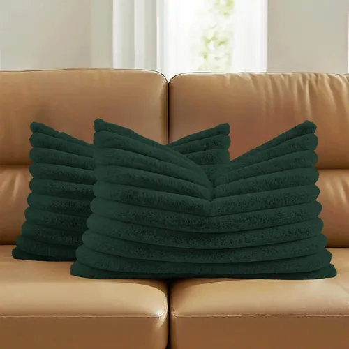 Vista 33 de FUTEI Pack of 2 Faux Fur Throw Pillow Covers 20x20 Inch, Navy Blue Azul marino
