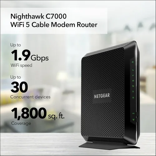 Vista 7 de NETGEAR Nighthawk - Combo de módem router C7000 compatible con proveedores de cable, incluyendo Xfinity de Comcast, Spectrum, Cox, planes de hasta
