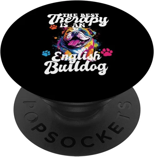 Vista 6 de Bulldog inglés Pop Art I Dog Lover I Splash Art Bulldog PopSockets MagSafe PopGrip para iPhone