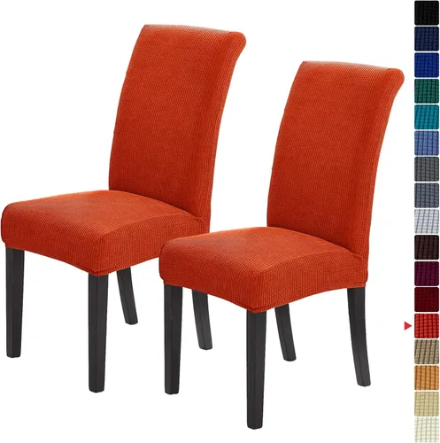 Vista 9 de Juego de 2 fundas para sillas de comedor, fundas elásticas para sillas de comedor, fundas para sillas de cocina de jacquard texturizadas, decoración