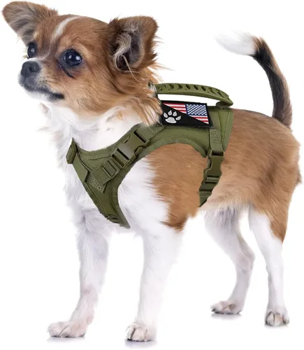 Vista 11 de Arnés táctico para perro, chaleco táctico para cachorros, con mango de goma, K9, ajustable y militar, chaleco para mascotas, arnés