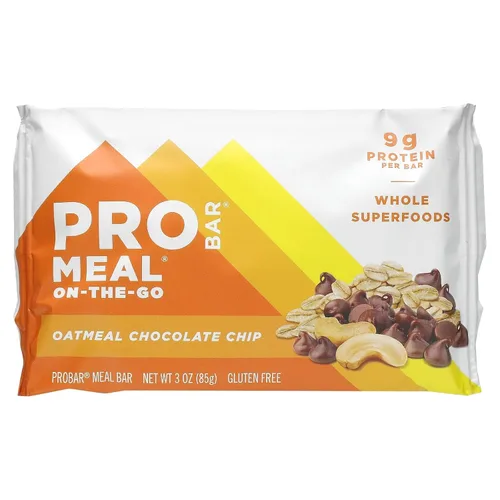 Vista 3 de ProBar Meal-On-The-Go, chispas de chocolate de avena, 12 barras, 3 oz (85 g) cada una